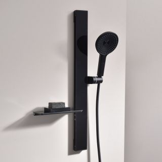 Душевой комплект Black&White Gravity 9025NMB с термостатом чёрный матовый